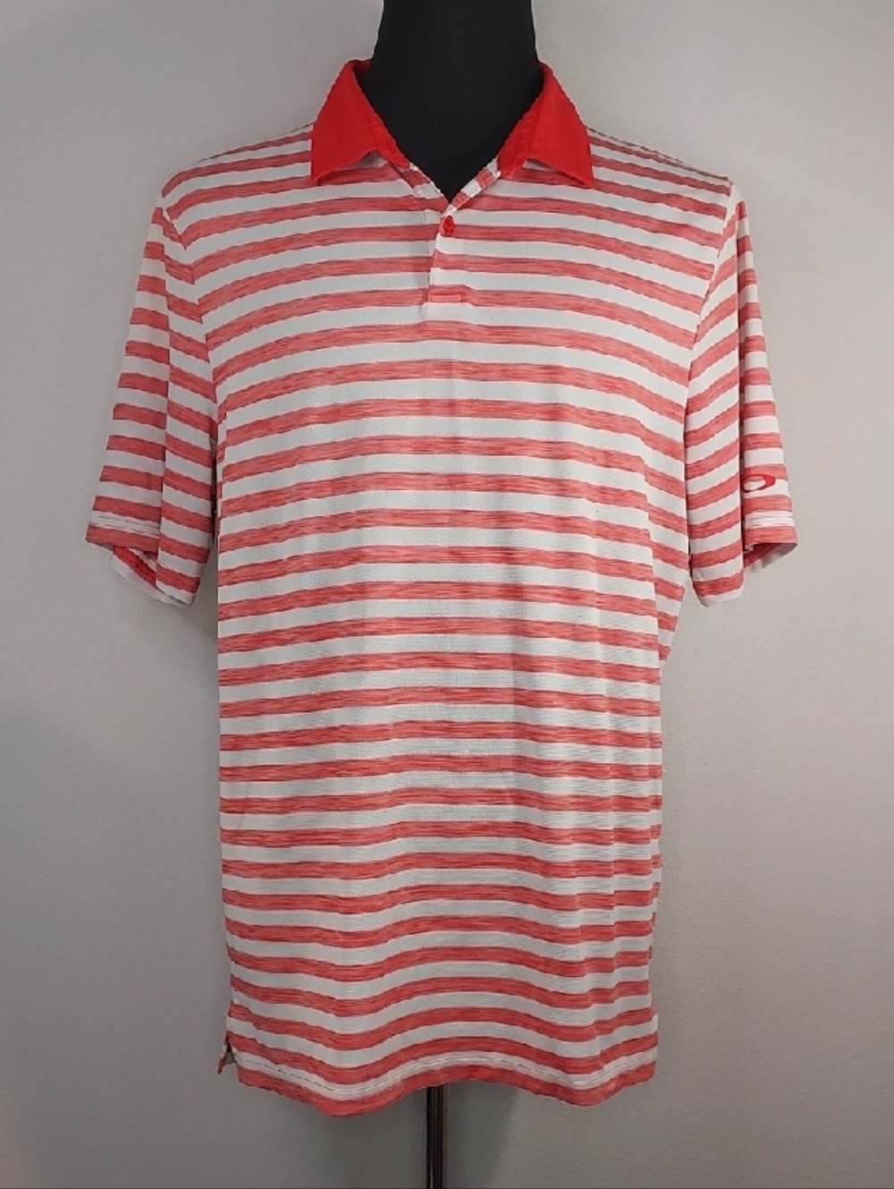 Oakley Coral White Striped Short-Sleeve Men's Polo Shirt Regular Fit Size XL